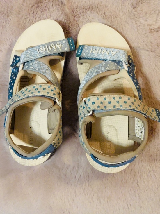 Amiri MA Paisley Sandals Light Blue/Beige Open Toe Sz 10 main image 12